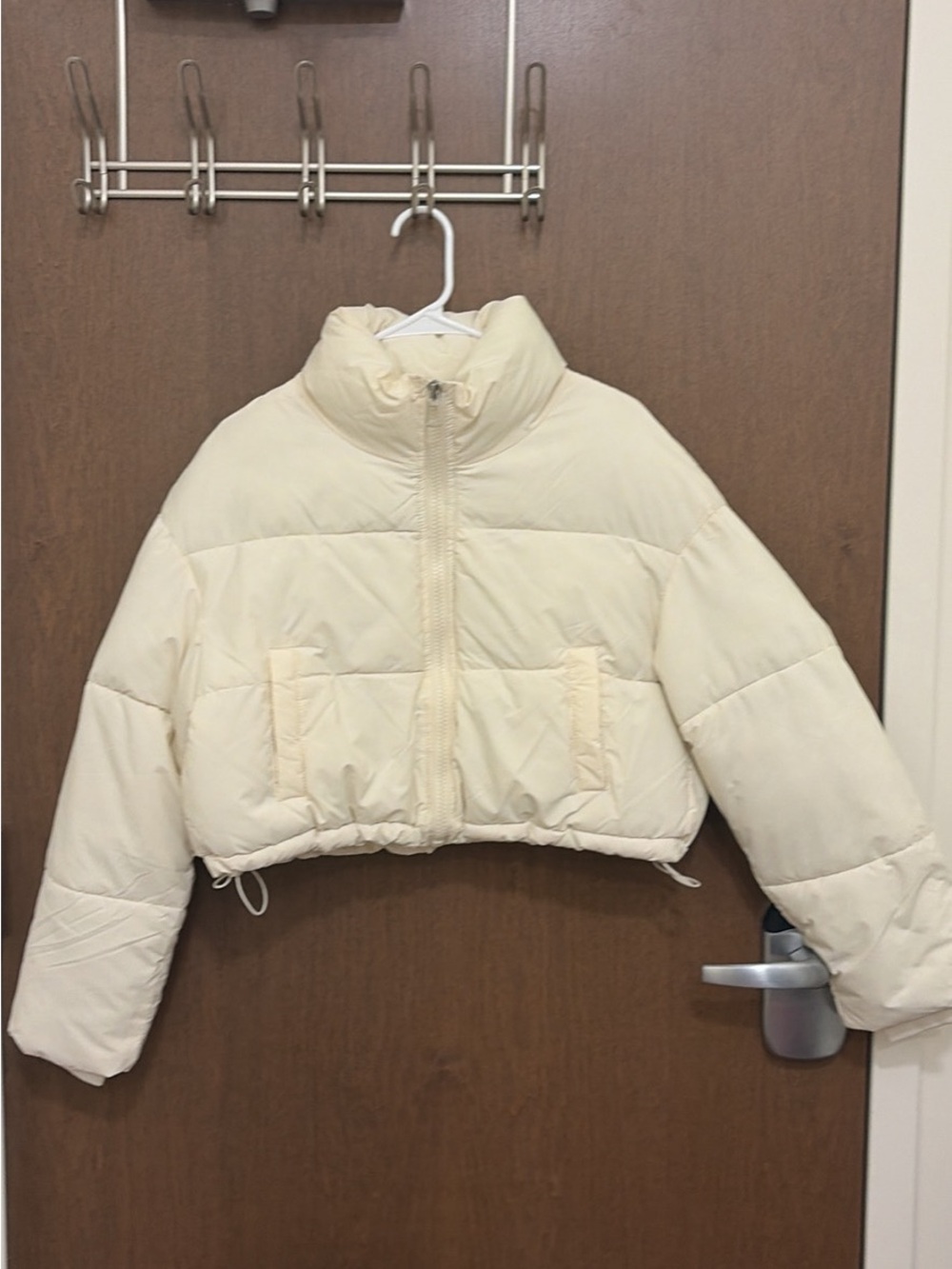 Cropped Cream Puffer Jacket